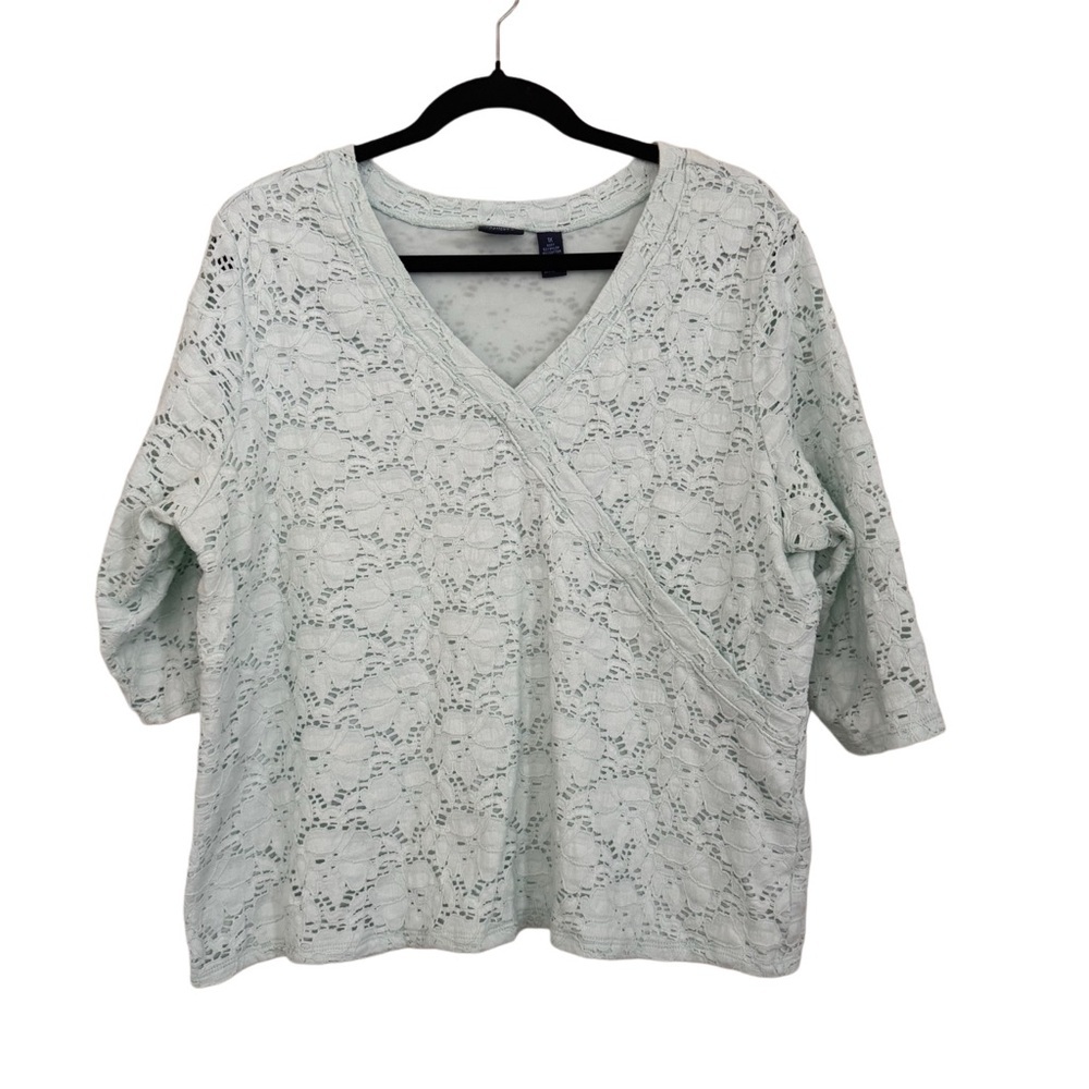 Boho Hippie Pastel Lace Surplice Blouse Cotton Top 1X